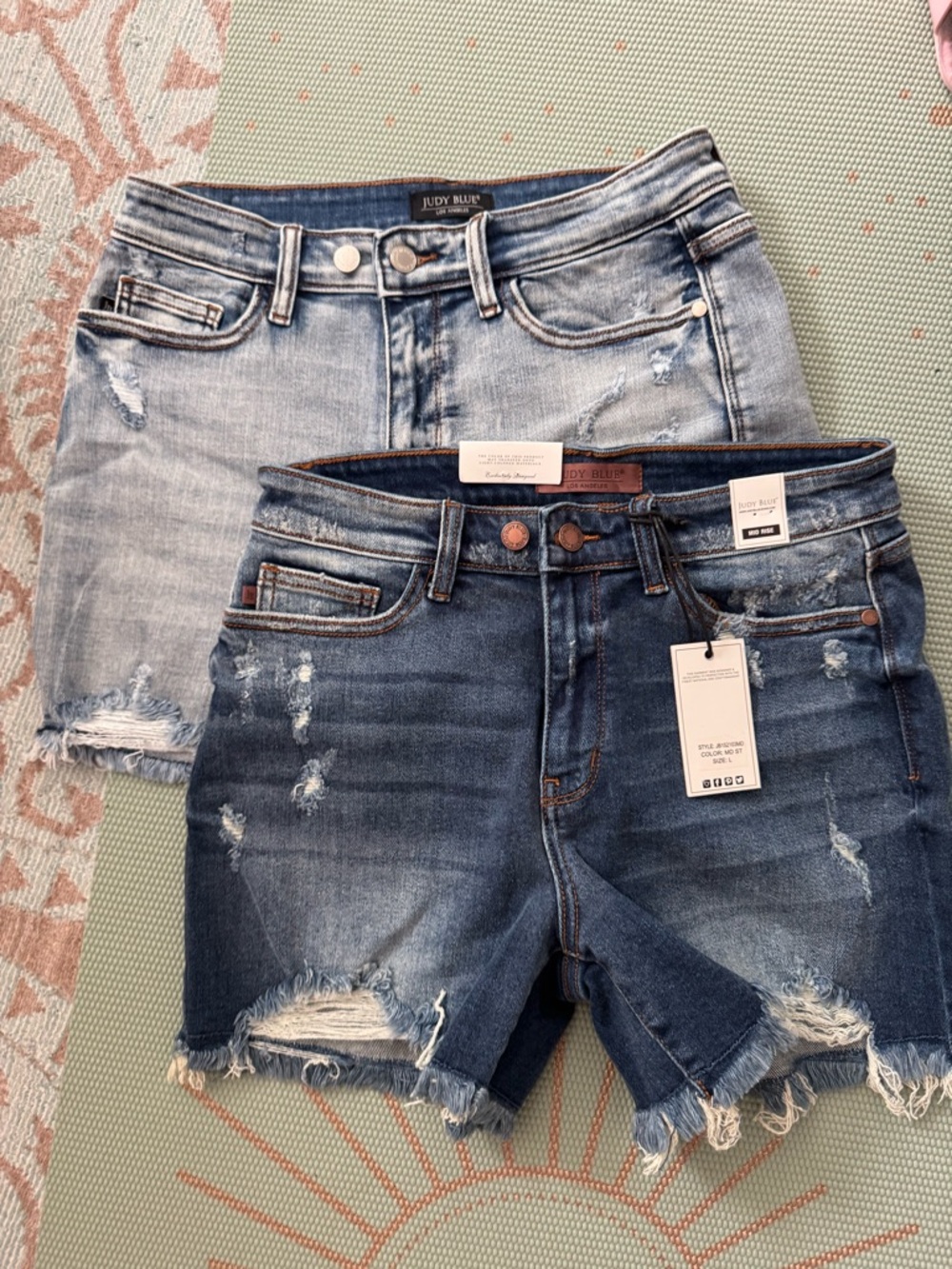2 Pair of Judy Blue Denim Shorts L NWT & NWOT
